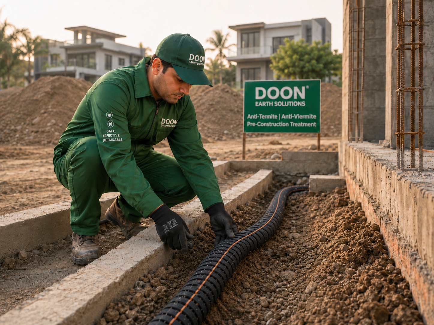 Anti-termite pipe system installation by Doon Earth Solutions
